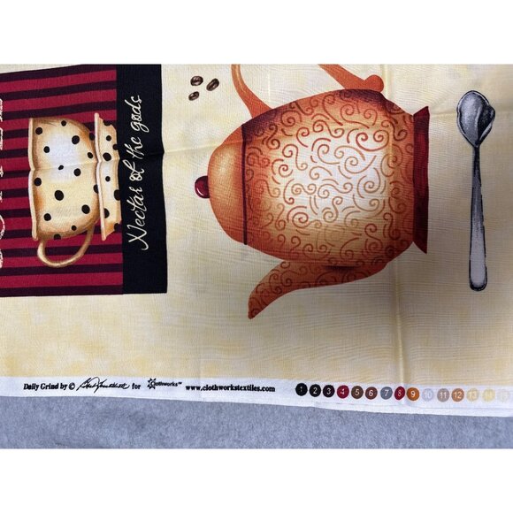 Coffee-Themed Cotton Fabric Panel by Clothworks 22x46" - Picture 5 of 6